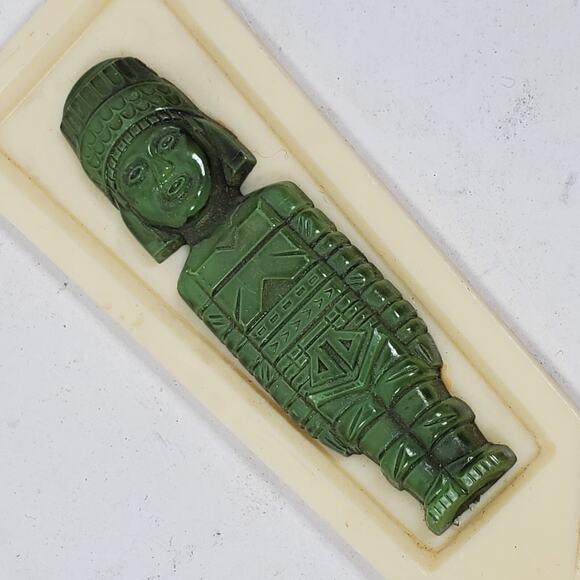 Vintage Letter Opener Green Mayan Character Plastic - Picture 1 of 3
